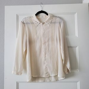 Vintage Cream Dress shirt, women's